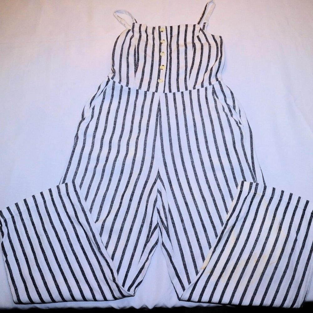 Jr. Girls Old Navy Striped Jumpsuit Size XS Halter Bodice w/ Smocking Wide Leg